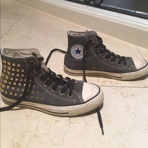 Dark Grey Studded High Top Converse!!!!!!