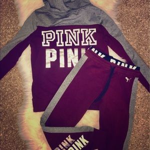 PINK Victoria's Secret matching set XS Maroon pant