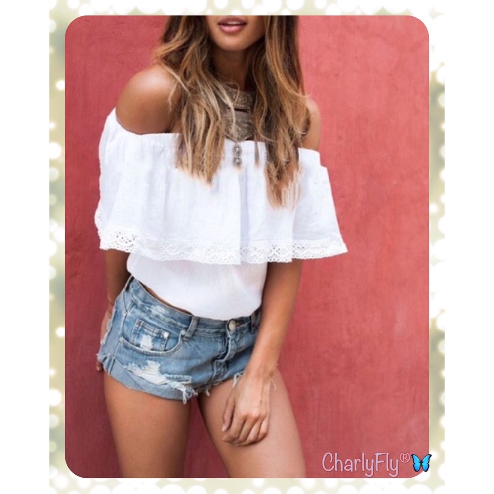 Boho Off Shoulder Crop Top