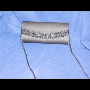 Black Satin evening clutch bag