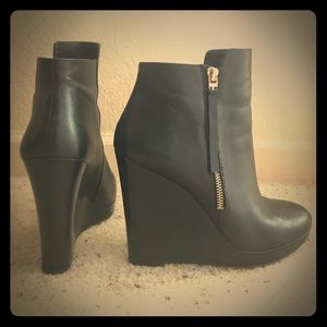 Michael Kors Clara Leather Wedge Bootie