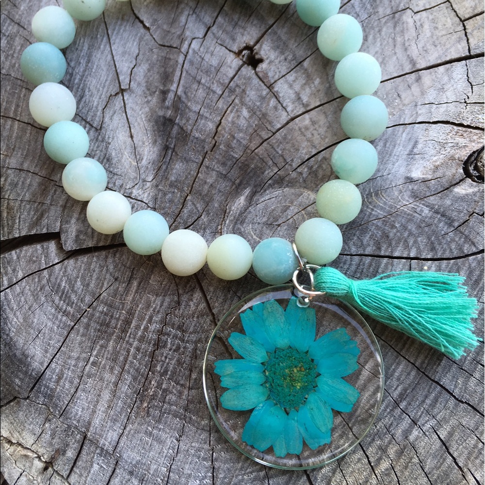 BEST real daisy bracelet tassel amazonite gemstone