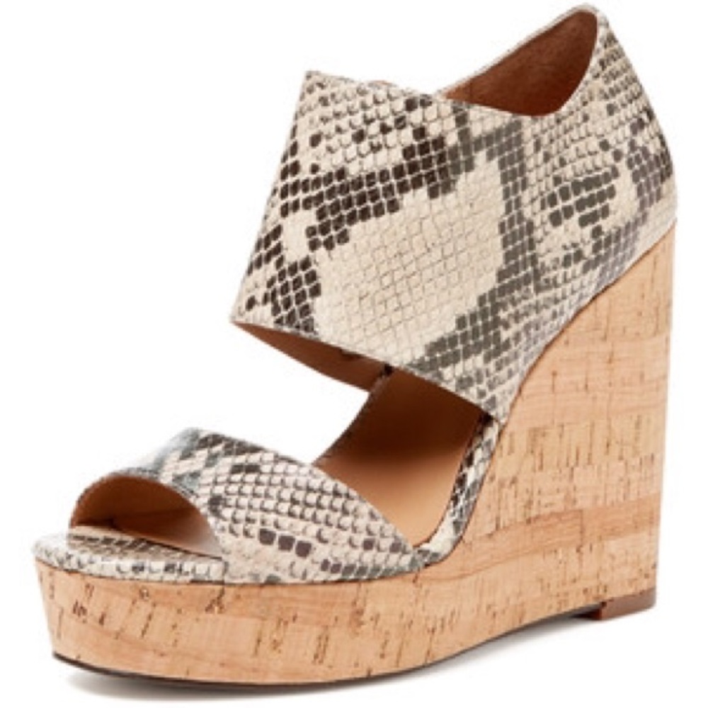 Ava & Aiden Snakeskin Cork Dakota Platform Wedges