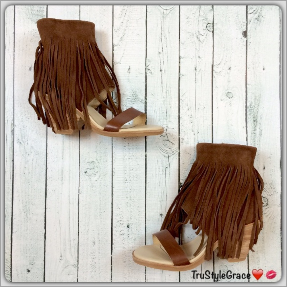 BNIB 🌹 Fun Fringe Open-Toe Booties | Sandals