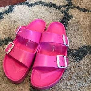 pink rubber birkenstocks