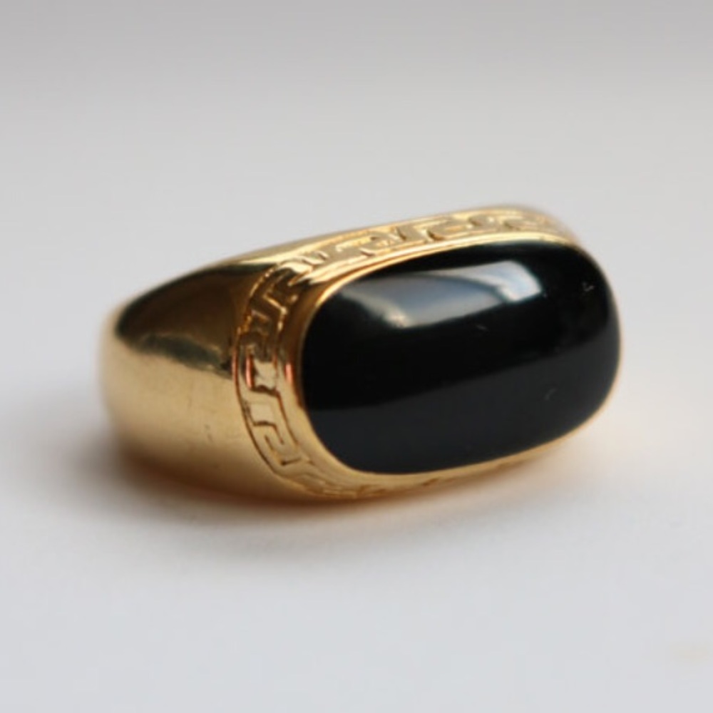 18k gold plated black enamel ring.
