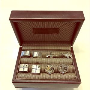 Set of Stainless Steel Cufflinks in leather case.
