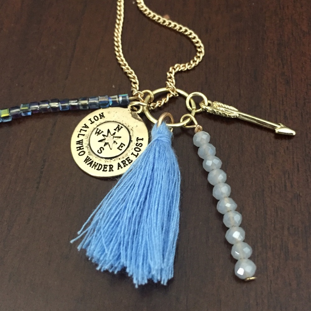 Not all who wander are lost" charm necklace