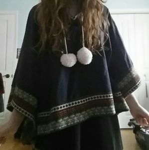 Kawaii Navy Fleece Cloak
