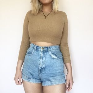 topshop ribbed long sleeve crop top