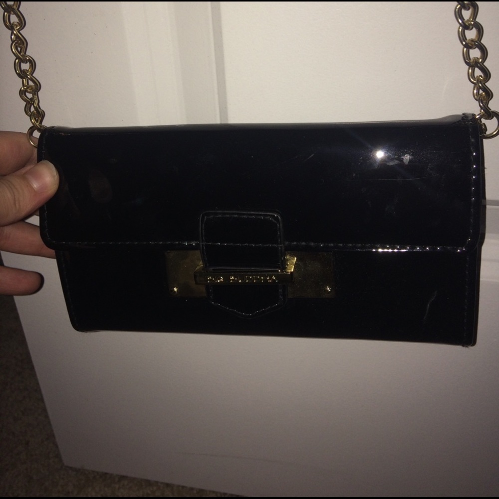 Black fake leather purse used once
