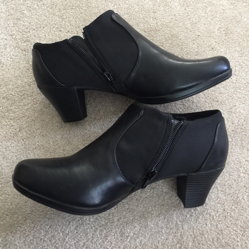 Only worn once! Croft&Barrow black heels. Zip up.
