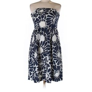 J. Crew strapless dress with blue floral design
