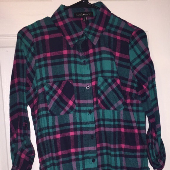 Green and pink plaid shirt Clearance