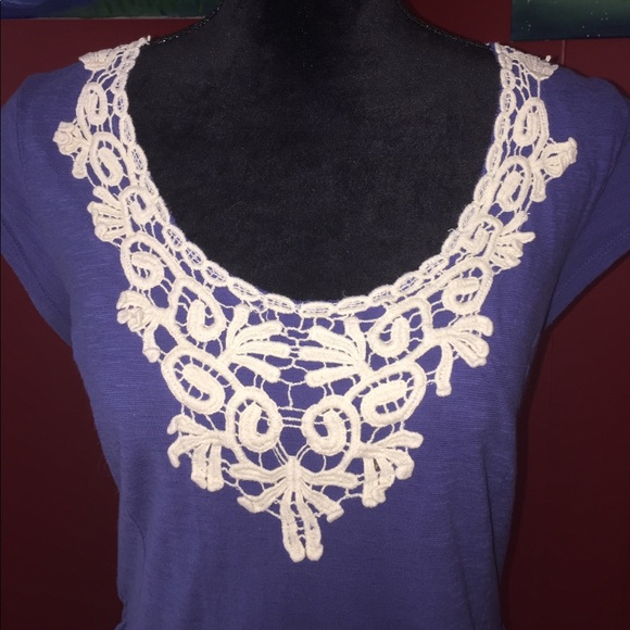 Blue & Ivory Lace Cutout Dress XL - Picture 2 of 5