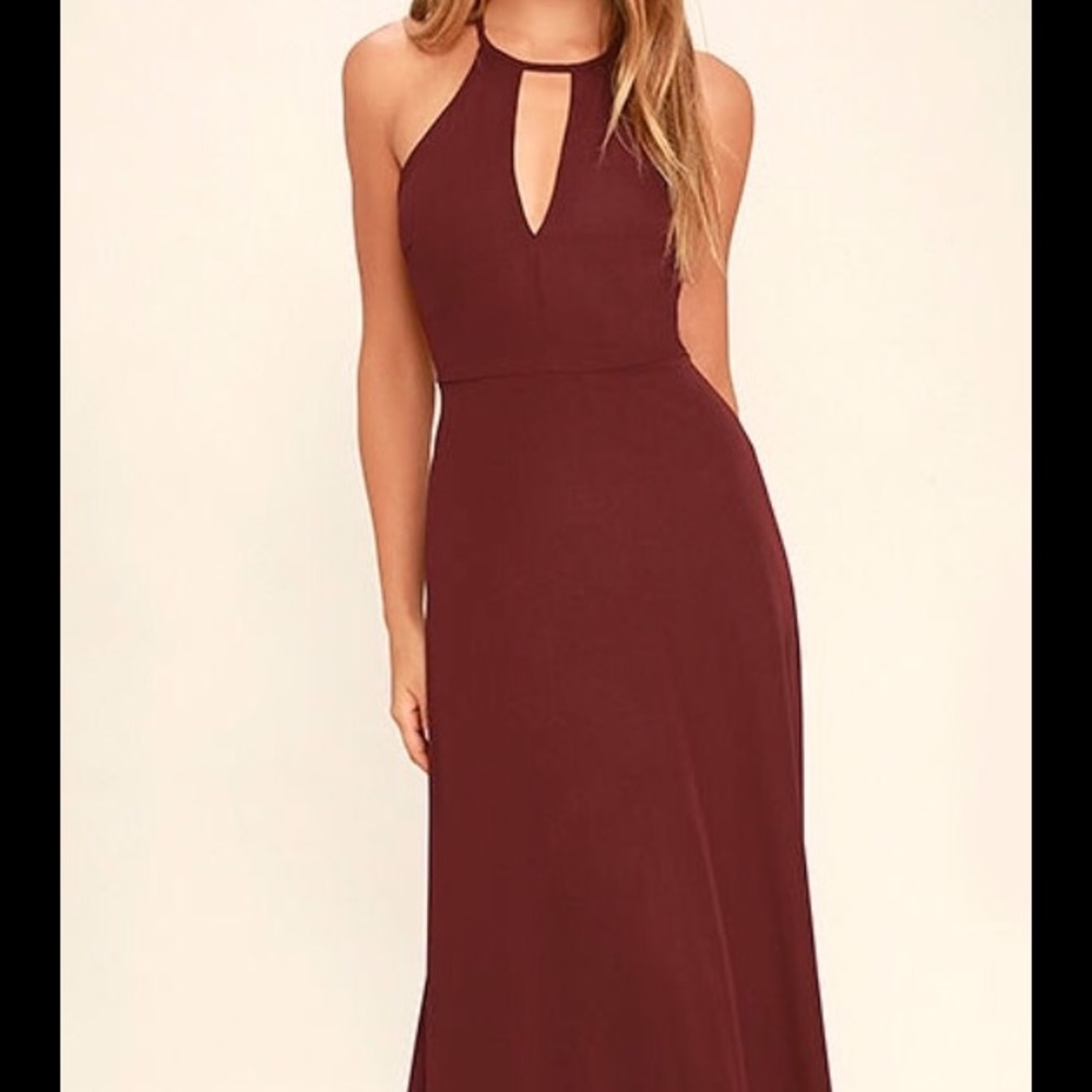 Beauty and Grace Burgundy Maxi Dress
