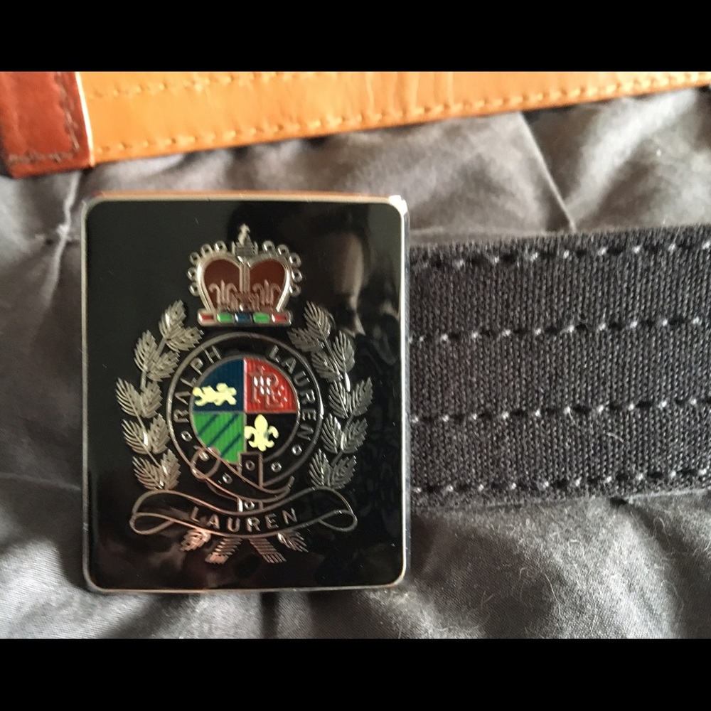 Black Ralph Lauren belt w/insignia buckle