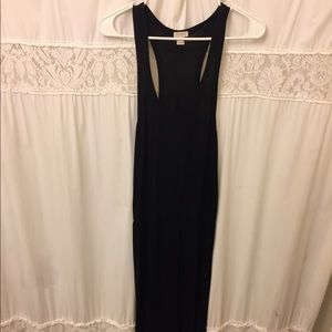 JCREW black maxi dress w/side slits elastic waist