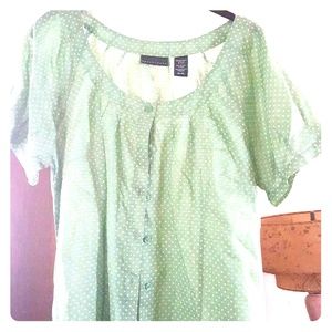 Cute Green Polka dot Top XL