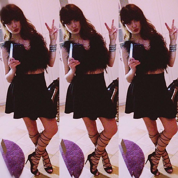 NIB Black Tall Gladiator Lace Up High Heel Sandal - Picture 5 of 6