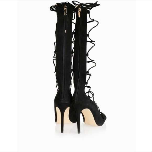 NIB Black Tall Gladiator Lace Up High Heel Sandal - Picture 6 of 6