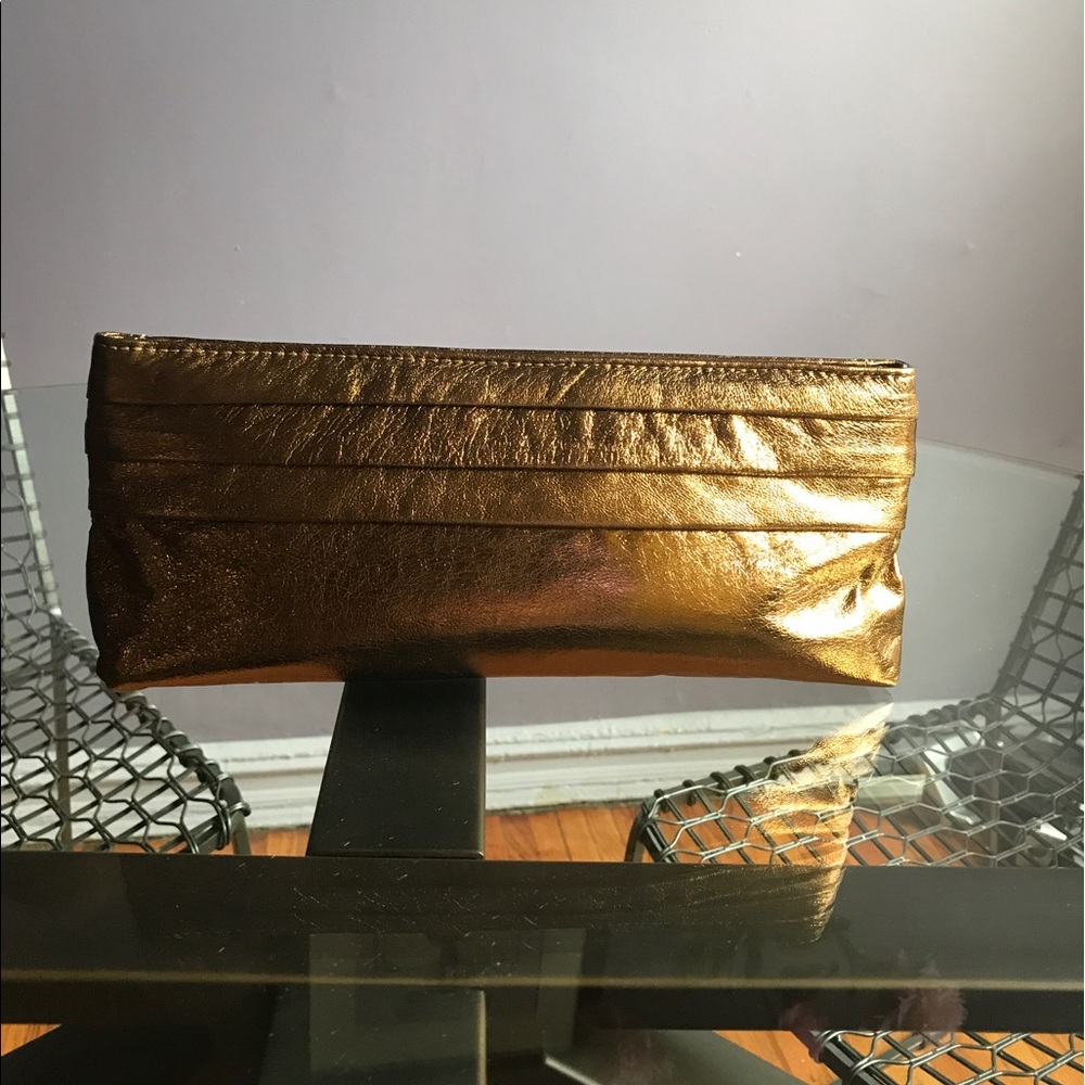 Lauren Merkin Bronze Metallic Leather Clutch