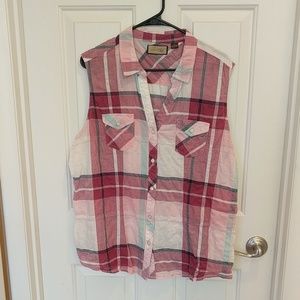 Western Style Sleeveless Button Up Top