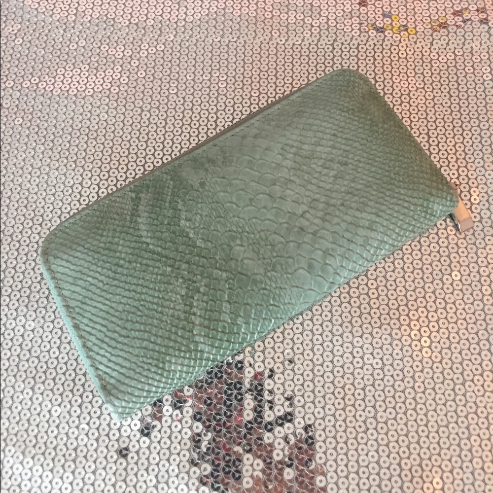 Mint Green Faux Snakeskin Wallet