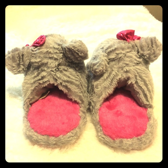 Dandee Kids Plush Gray Kitty Cat Slippers S 13 - Picture 6 of 6