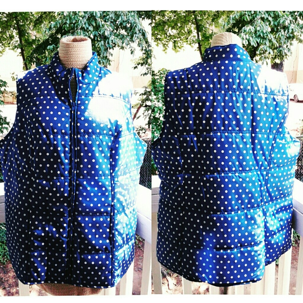 Blue and White Polka Dot Vest