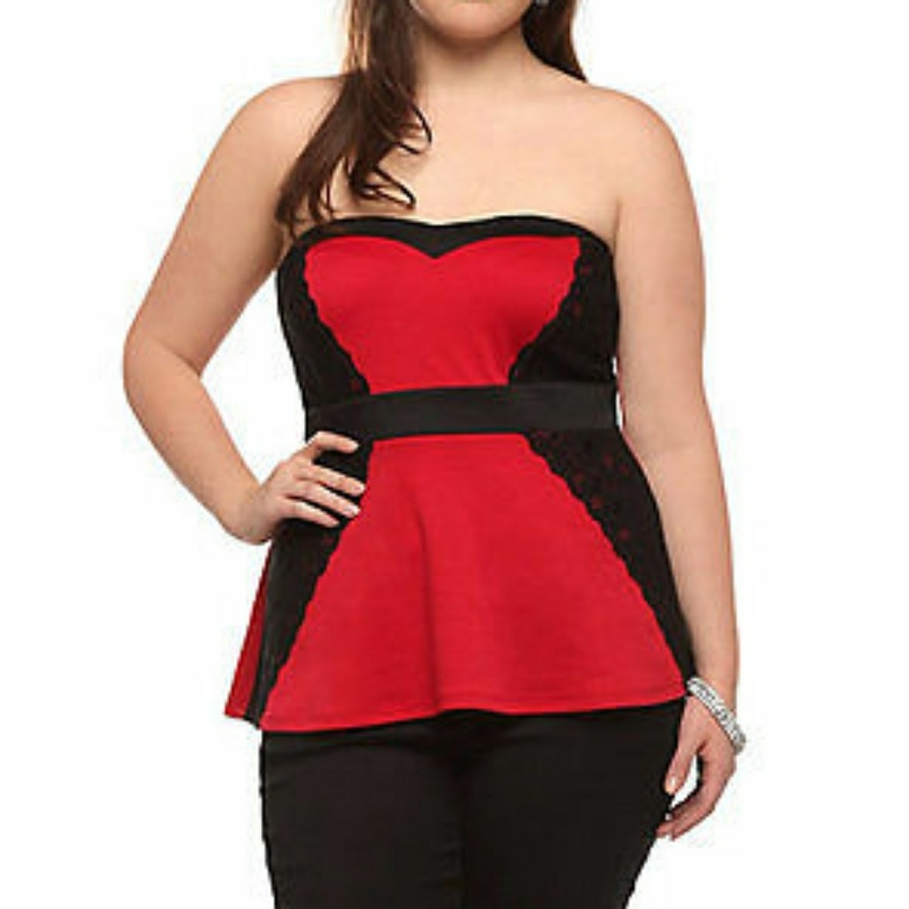 Torrid Black & Red Peplum top