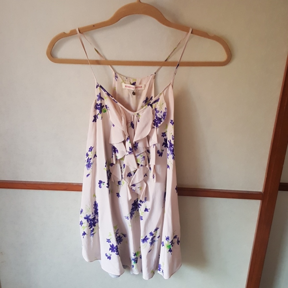 Rebecca Taylor silk floral ruffle tank