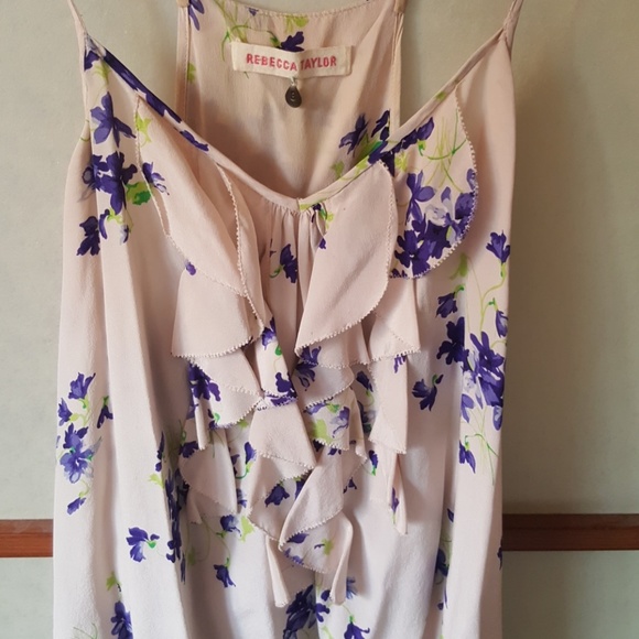 Rebecca Taylor silk floral ruffle tank - Picture 3 of 5