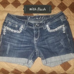 Blingy Grace in L.A. denim shorts!
