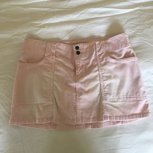 blush pink corduroy mini skirt