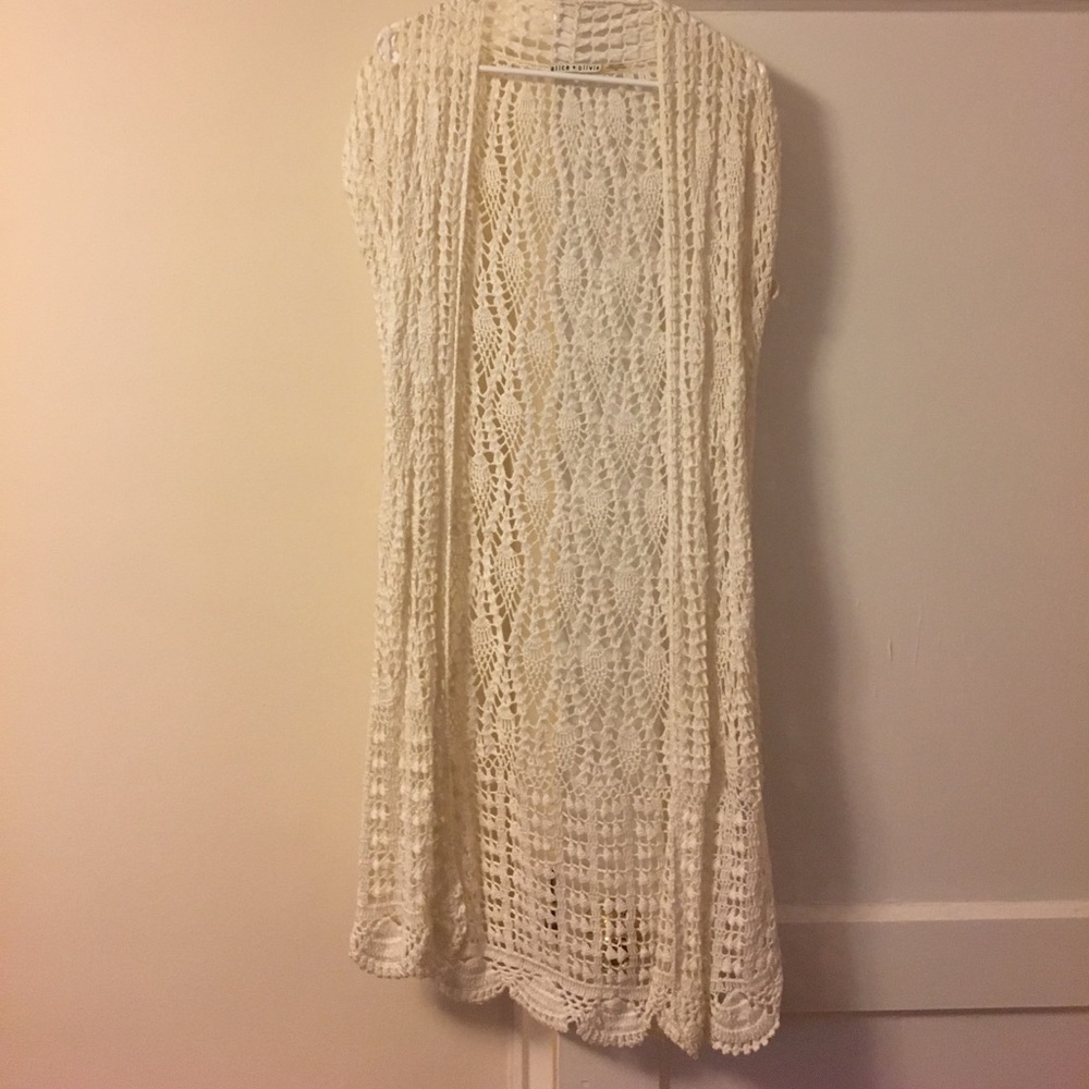 Alice+Olivia crocheted open cardigan *final price*