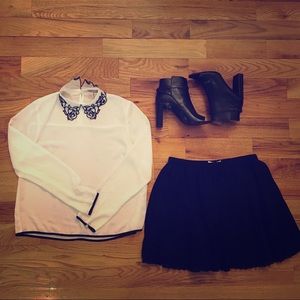 BCBGGeneration Black Pleated Chiffon Skirt