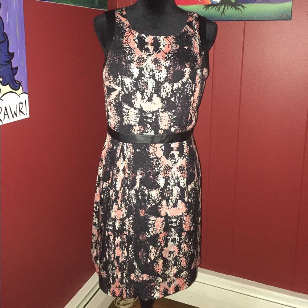 Black, Coral, & White Dress XL