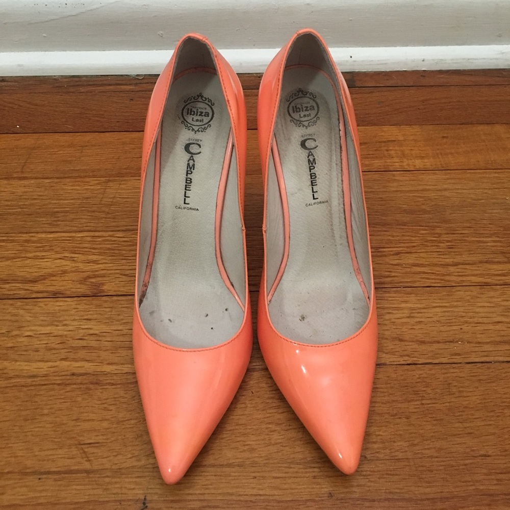 Jeffrey Campbell Peach patten leather heels