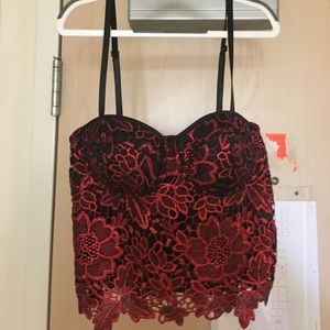 Black and Red Lace Top