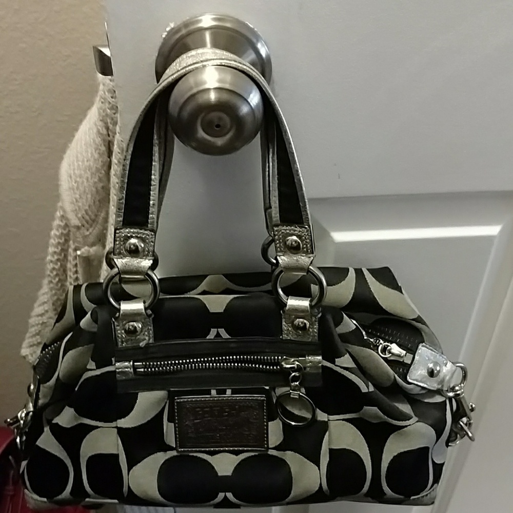 Black and Silver Coach Handbag