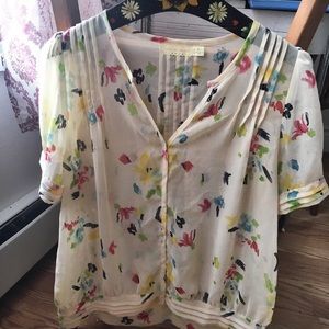 Pins and needles print watercolor blouse