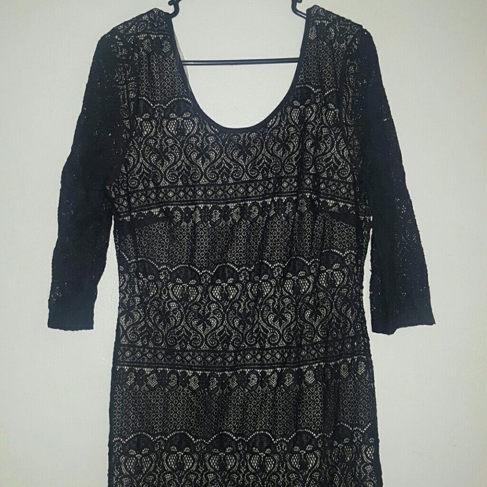 Black lace  knee length dress ~ Plus Size