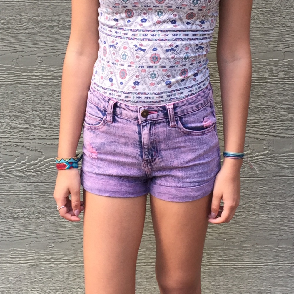 Pink jean shorts