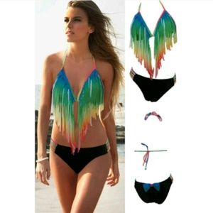 Rainbow Fringe Bikini