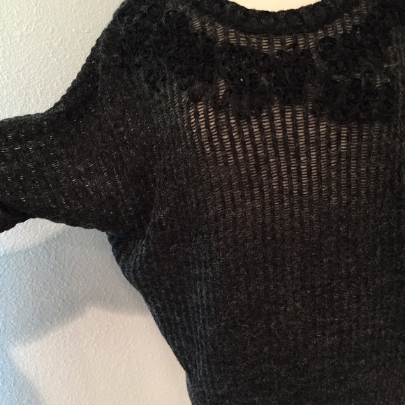 CATO Gray Dolman Sweater Ribbon Accents - Picture 3 of 4