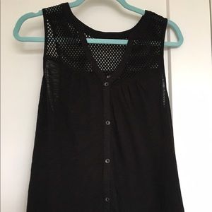 Black button front sleeveless express top