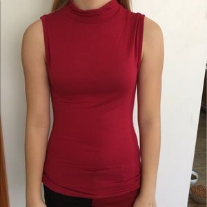 Red High-Neck Top
