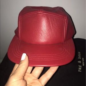 100% Genuine Leather Red Baseball Cap