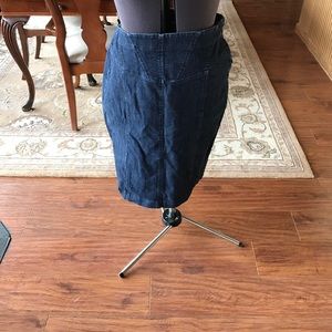 High waisted, corset back denim skirt